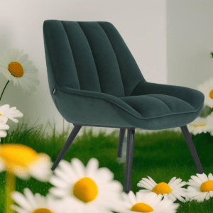 The Bayresdesign AGAS3 Armchair in Forest Green color with Rubberwood and Velvet Leather
