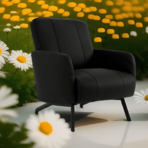 The Bayresdesign DEX3 Armchair in Black color with Industrial Wood and PU Leather